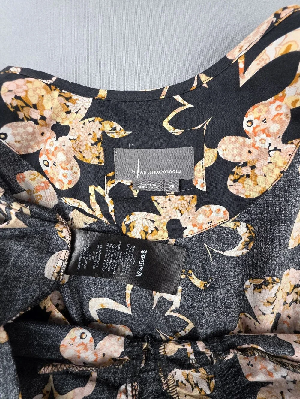 Anthropologie Somerset Floral Mini Dress XS Tiers Elastic Waist Pockets Cotton - Picture 4 of 5